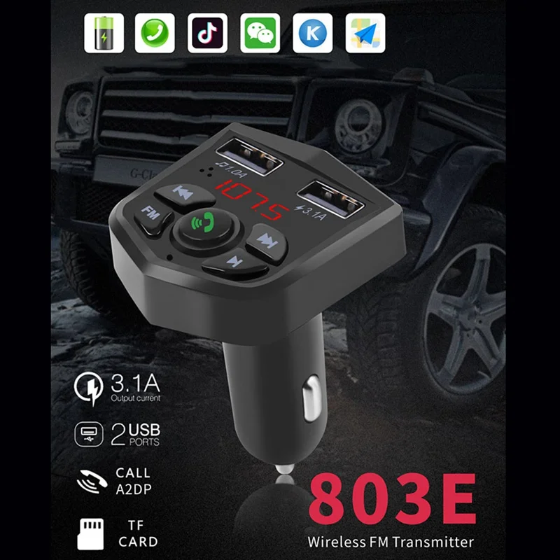 Автомобильный Bluetooth fm-передатчик, беспроводной комплект Hands Free, MP3 музыкальный плеер, поддержка TF карты, 5 В, 2.1A, USB, прикуриватель, автомобильное зарядное устройство