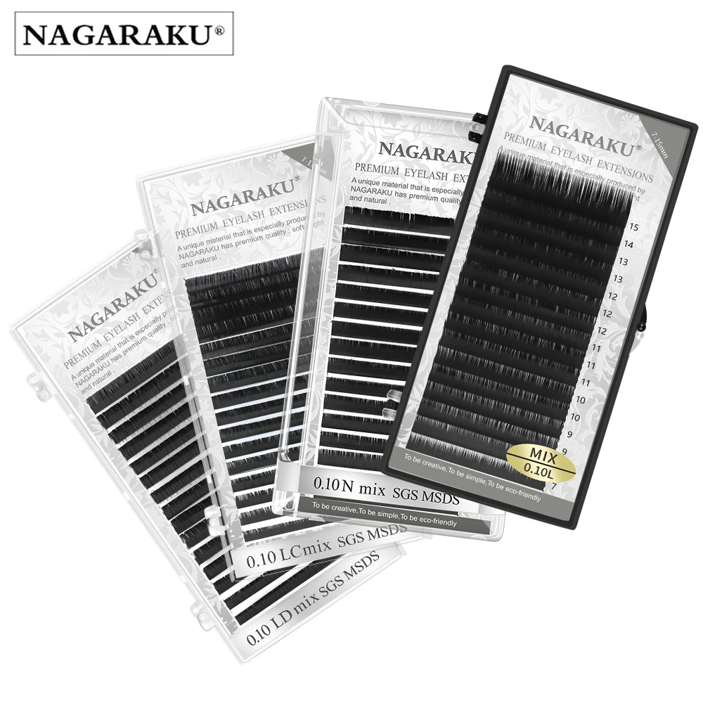 NAGARAKU 8-25 мм Смешанная Длина J B C D DD L LC LD N M изгиб норковые ресницы для наращивания