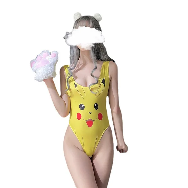 Pokemon Pikachu with Big Breasts Sexy Girls Cosplay Costume Anime Crop Tops Print Tops Colorful Sleeveless No Stripping Enter 1