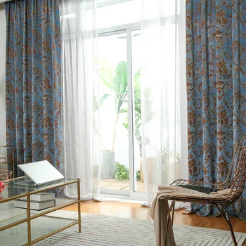 

Europe and America Classical Chenille Curtains Suitable for Living Room Bedroom Cotton and Linen Jacquard Luxury Curtains