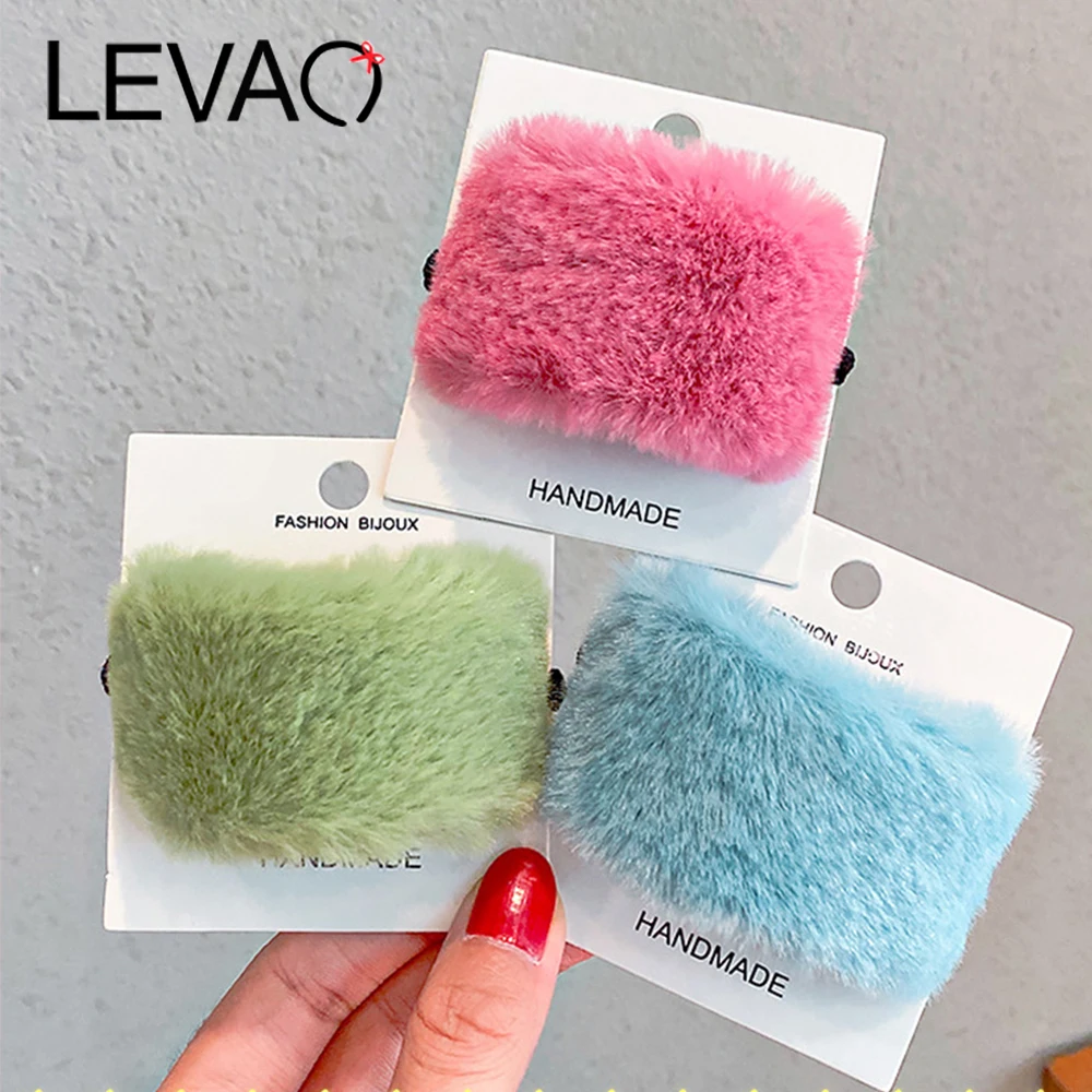 Levao Autumn And Winter Plush Hairband Solid Color Women's Elastic Ponytail Hairpin Girls Accessories |