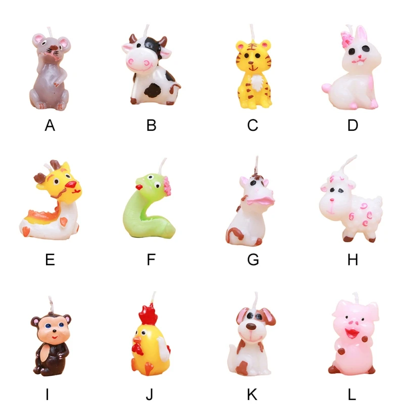 12 зодиакальной формы в виде животных Свеча милый мультфильм день рождения уникальная Бездымная свеча