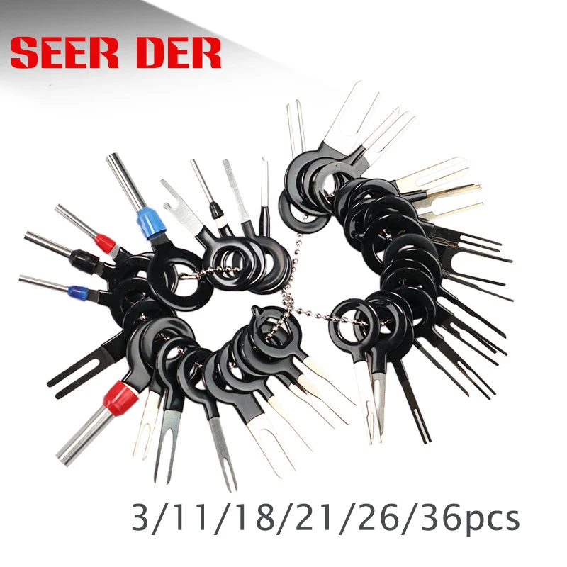 3/11/18/21/26/36pcs Car Terminal Removal Electrical Wiring Crimp Connector Pin Extractor Kit Car Electrico Repair Hand Tools