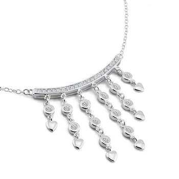 

High quality fashion 925 sterling silver wedding accessories Necklace Solid Silver Fringed Necklace Women Charm Silver Jewelery