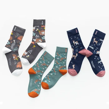 

New Harajuku Women Cartoon Animal Printed Socks Autumn Winter Unisex Cotton Middle Tube Funny Socks Personality Couple Socks