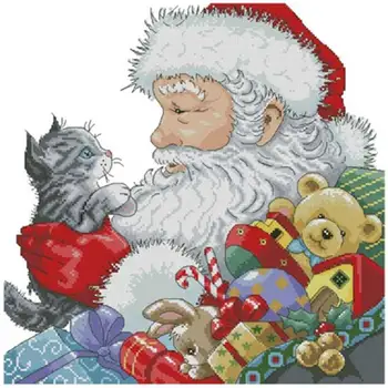 

Santa claus and little cat patterns Counted Cross Stitch 11CT 14CT 18CT DIY Chinese Cross Stitch Kits Embroidery Needlework Sets