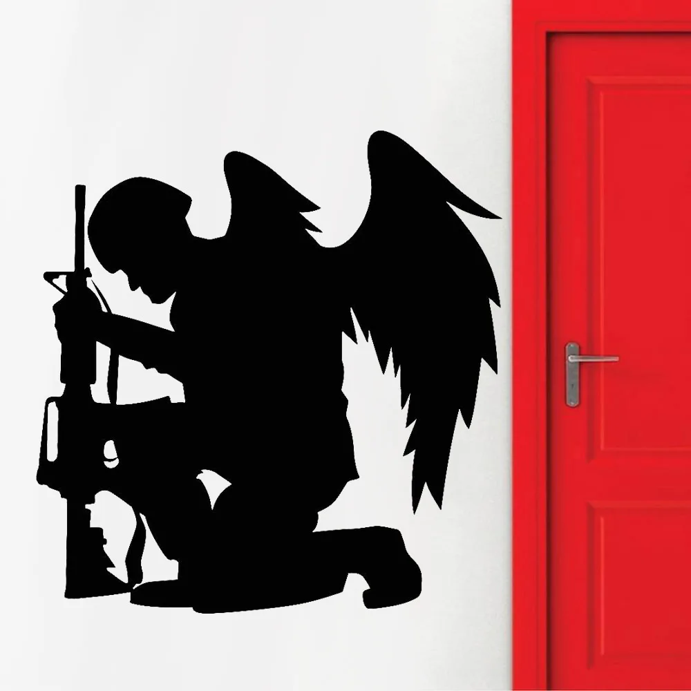 Military Wall Stickers Boys Kids Room Decoration Soldier With Wings Weapon Vinyl Living Interior Decal Home Decor Z442 | Дом и сад