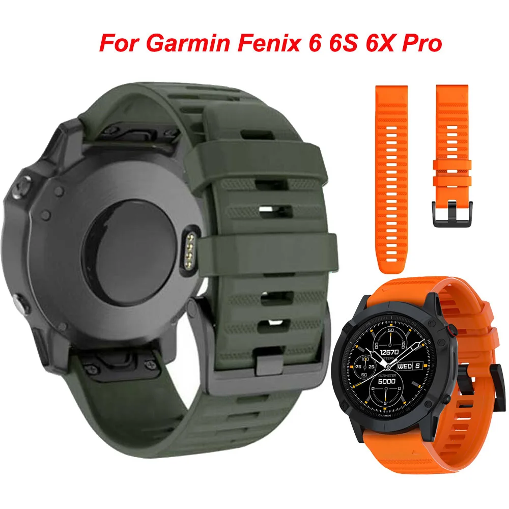 Силиконовый ремешок для наручных часов Garmin Fenix 6X 6 6S Pro 5X 5 5S Plus 3 3HR легко подходит
