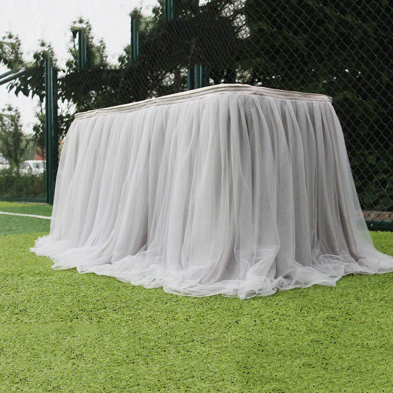  1m Colorful Tulle Tutu Table Skirt Tulle Tableware for Wedding Decoration Baby Shower Party Wedding