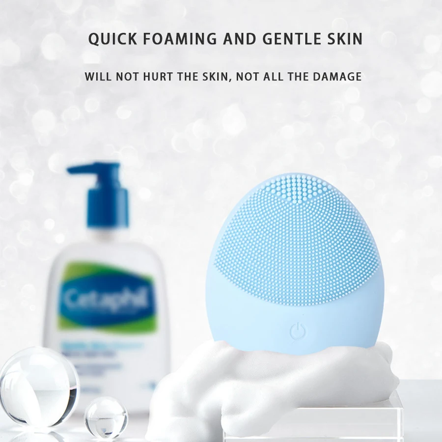 FFFIST Electric Silicone Facial Cleansing Instrument Macaron Mini Ultrasonic Vibration Waterproof Electric Cleaning Brush 2