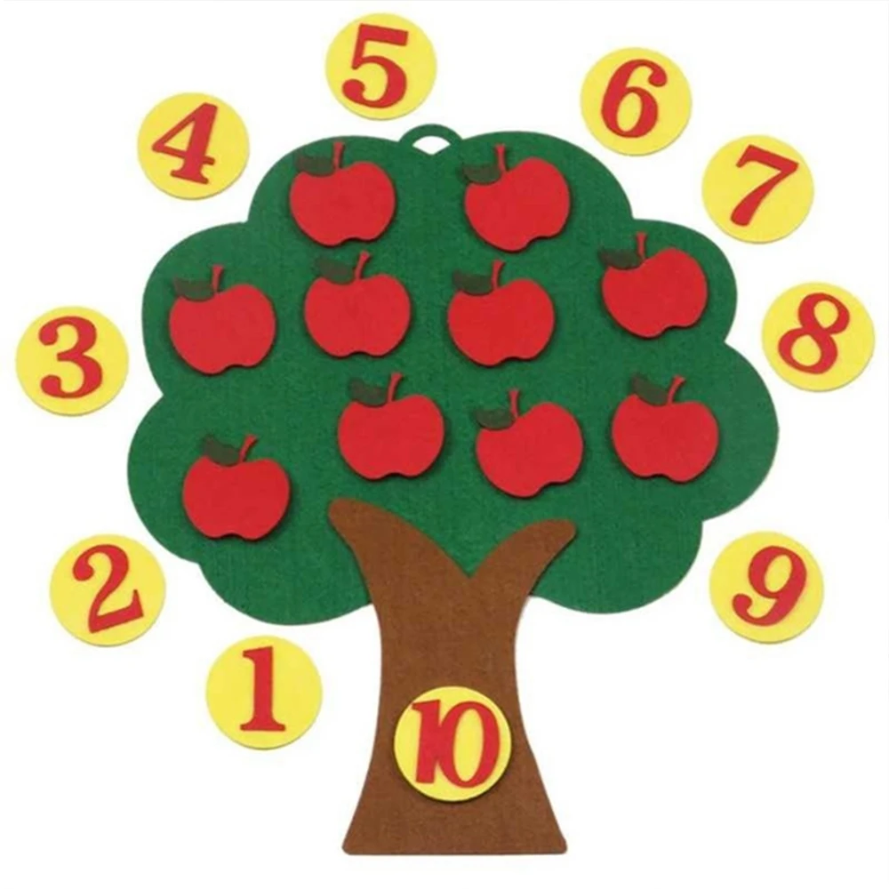 

Apple Tree Game Digital Teaching Children's Educational Toys Felt Cloth Apple Tree Children's Gifts Early Education Toys