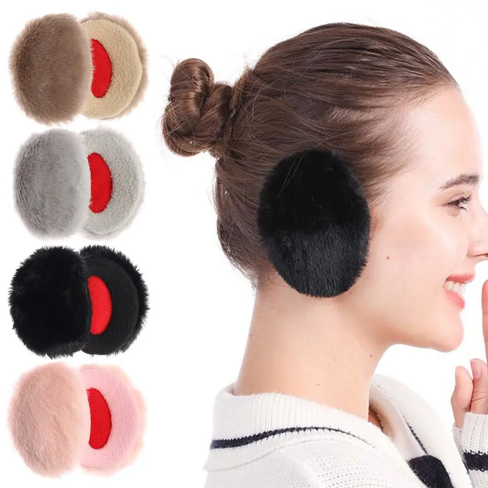 Women Mens Bandless Ear Muffs Fleece Ear Warmers Winter Thick Warm Ear Covers Cold Weather Portable Earmuffs 