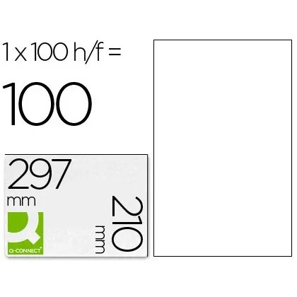 ADHESIVE LABEL Q-CONNECT KF10664 SIZE 210X297 MM LASER COPIER INK-JET BOX WITH 100 SHEETS DIN A4