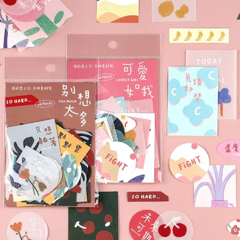 

40 Pcs/set Kawaii Journal Stickers Cute Watercolor Hand Painted Pattern Stickers Scrapbooking Stationery Stickers