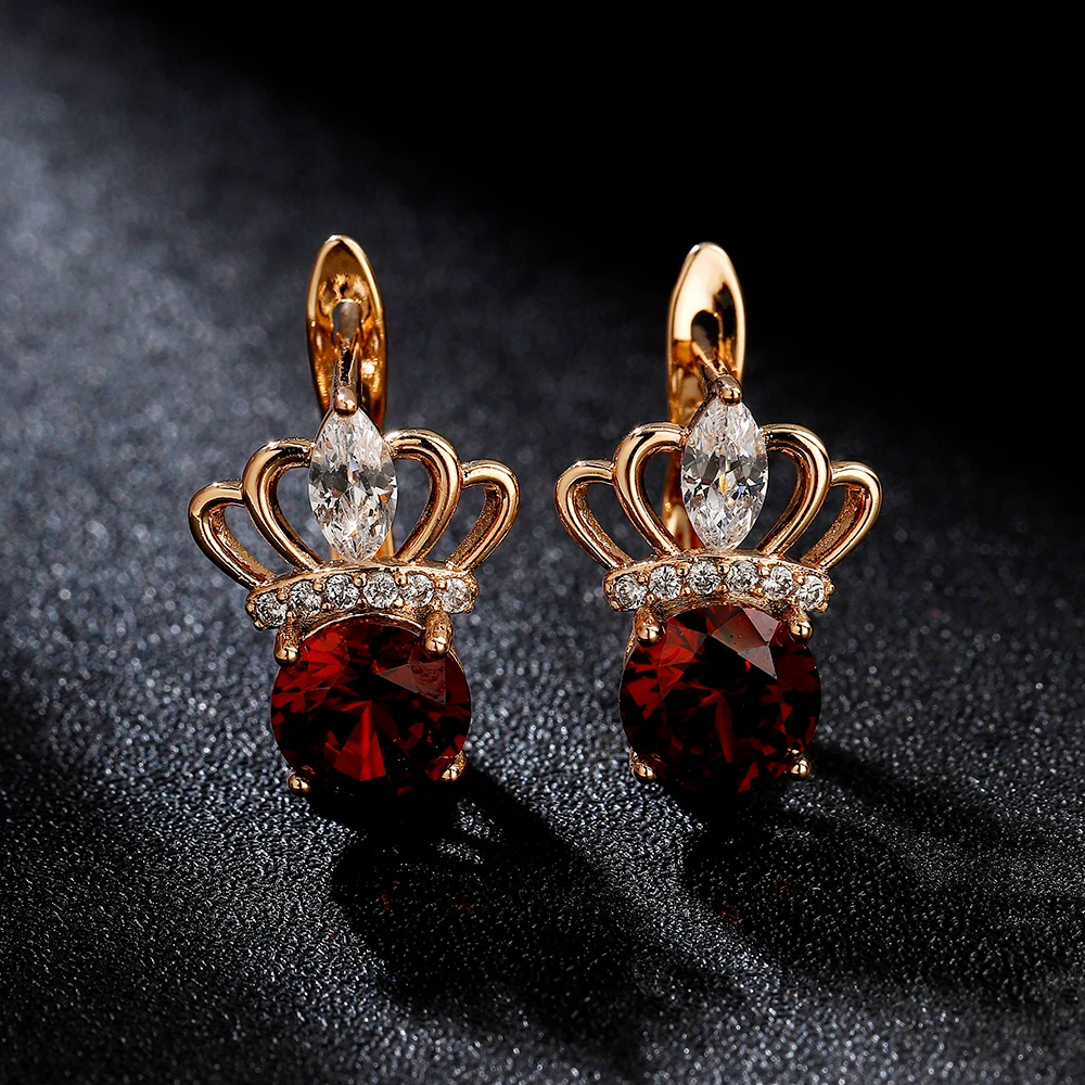 Hanreshe Кристальные серьги-гвоздики свадебные красные натуральные ...