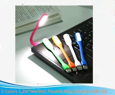 

5 Colors 1.2W Portable Flexible Mini Silicone USB LED Torch Night Light Lamp For Computer Notebook PC Laptop Book to diy