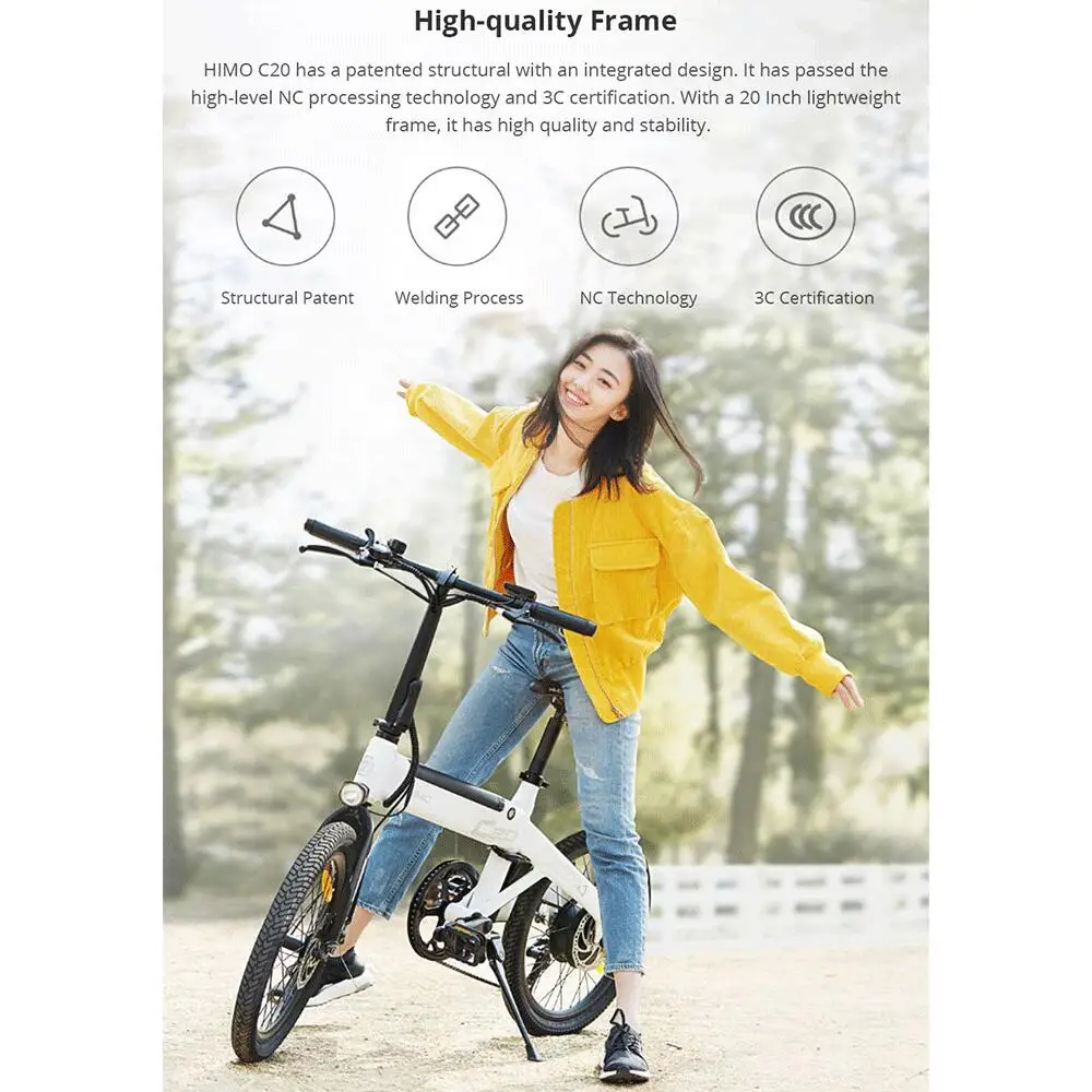 

HIMO C20 10AH Foldable Electric Bicycle 25KM / Hour 250W Motor Electric Moped Bicycle Cycling Ebike E Bike