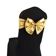 20 шт./партия высший сорт роскошный золотой металлик толстый большой размер бант на стул лента для свадьбы Вечерние Банкетный праздник церемония Декор