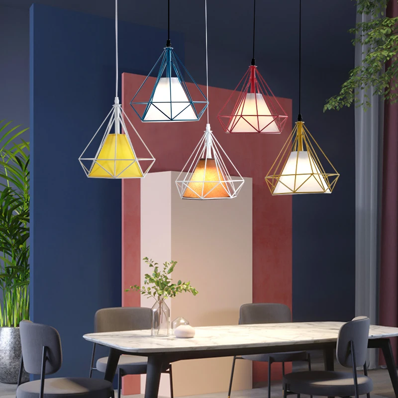 Modern Pendant Light Black Iron Hanging Cage Vintage Led Lamp E27 Industrial Loft Retro Dining Room Restaurant Bar Counter