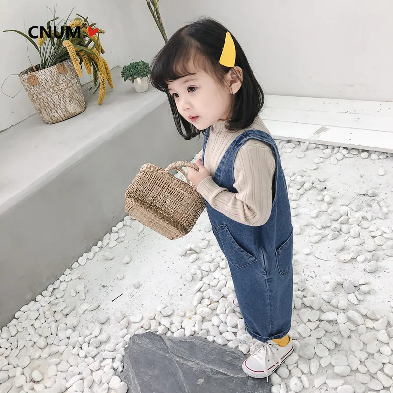 CNUM, модный джинсовый комбинезон для маленьких девочек, комбинезоны, детские костюмы, осенняя одежда