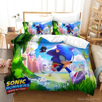 

2021 Style Sonic The Hedgehog Kids Bedding Set 3d Pattern Bed Linen 2/3pcs Duvet Cover Pillowcase for Bedroom Decor Dropshipping