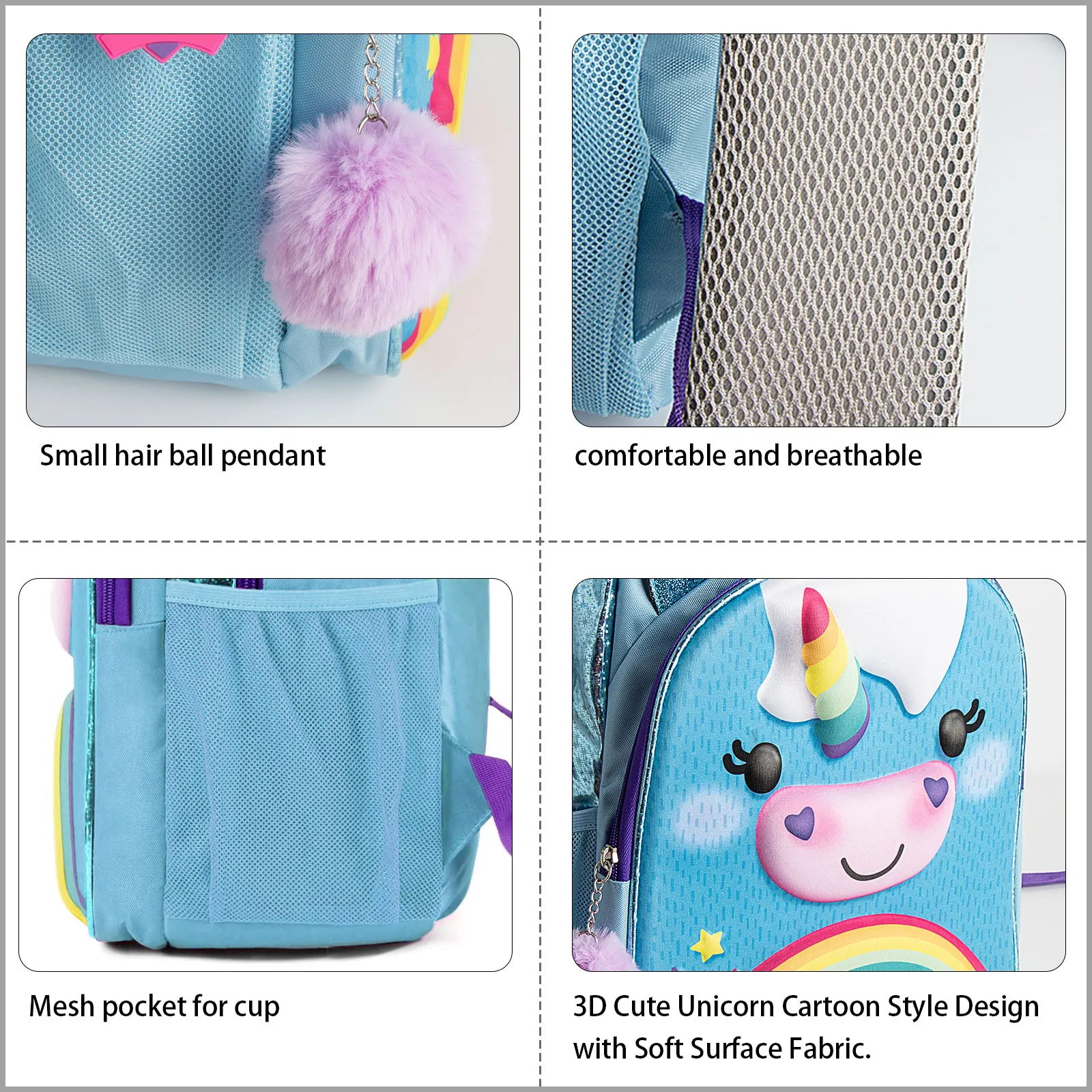 Unicorn Rainbow Stylish School Bag For Girls