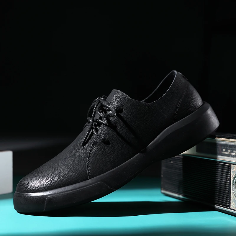 

Men's Large Size Sneaker Split Leather Comfortable Driving Shoes Lace Up Casual Loafers Moccasins Lazy Outdoor Flats Shoes