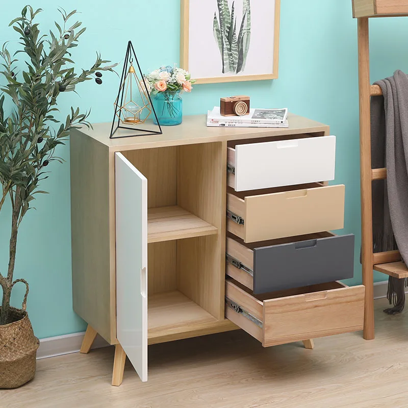 

Solid Wood Chest of Drawers Northern European-Style Drawer-type Drawers Bedroom Minimalist Modern Storage Cabinets Five-bucket C