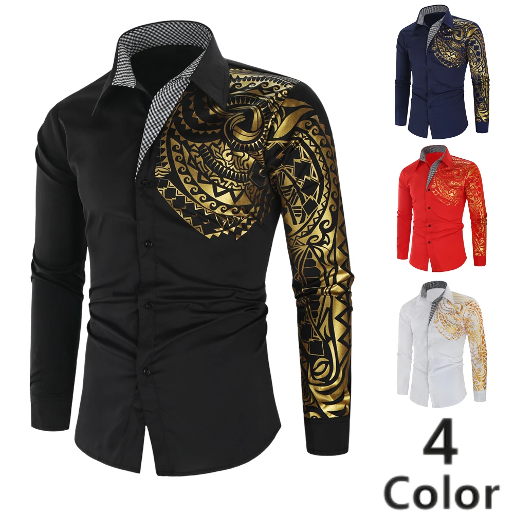 Brand Printed Shirt Men 2019 Autumn Fashion Hot Stamping Dragon Long Sleeve Casual Shirts Hip Hop Streetwear Camisa Masculina Brand Printed Shirt Men 2019 Autumn Fashion Hot Stamping Dragon Long Sleeve Casual Shirts Hip Hop Streetwear Camisa Masculina