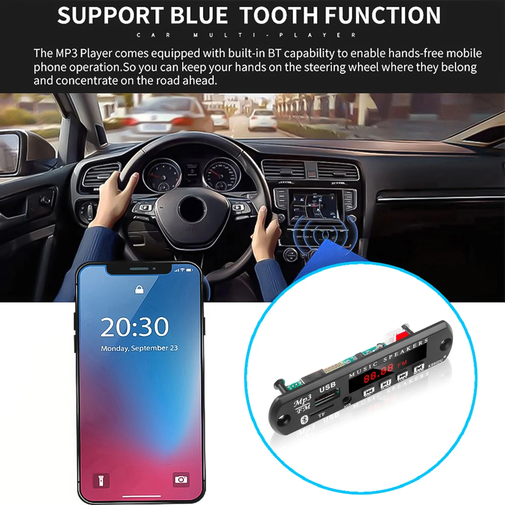Mp3 плеер KEBIDU Bluetooth 5 в 12 В USB SD(TF) AUX FM Радио MP3 WMA декодер плата аудио модуль с пультом