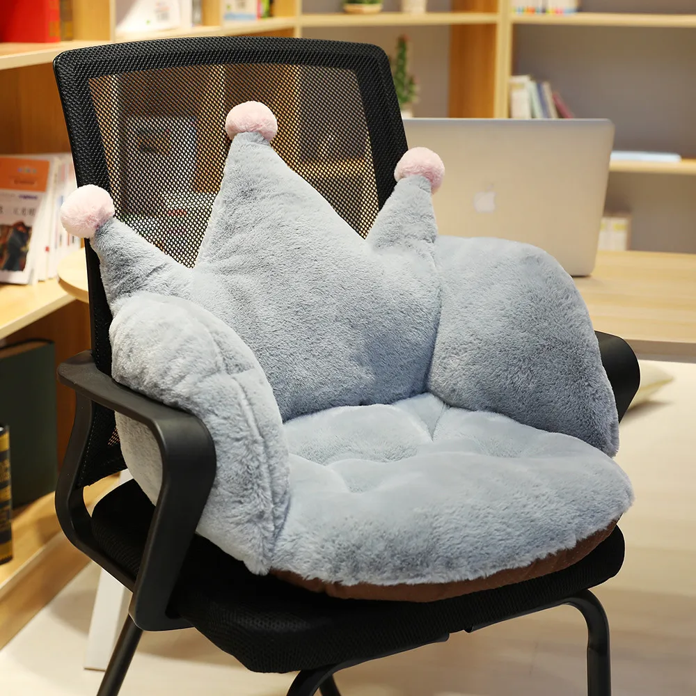 Корона форма плюшевая подушка кролик мех мягкая набивная подушка сиденья дивана стул спинка розовый синий серый взрослые дети 55*40*40 см