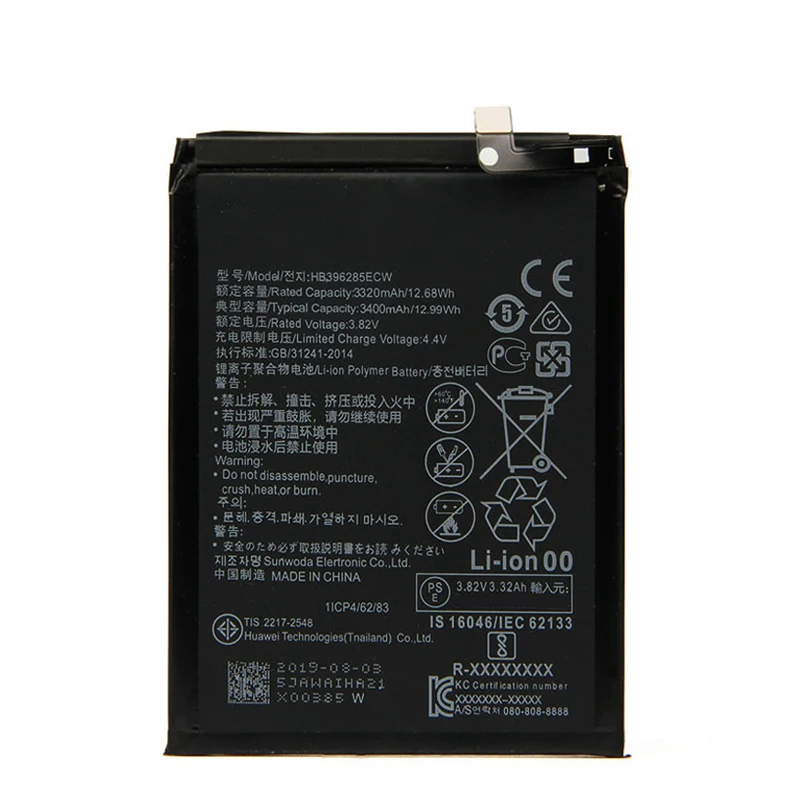 Оригинальный аккумулятор HB396285ECW 3400 мАч мобильный телефон для Huawei P20 Honor 10 /10Lite COL AL00