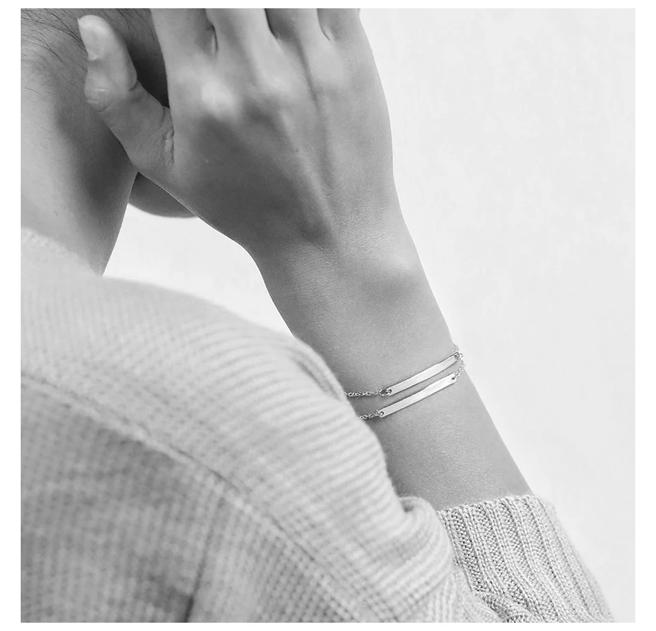 eManco 316L Stainless Steel Bracelet for women Minimalist Personalized Custom Name Bracelet Gifts for women