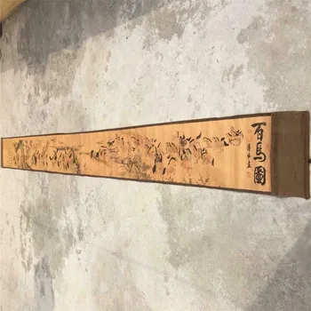 

China old Figure painting long Scroll painting 《hundred horses Picture》