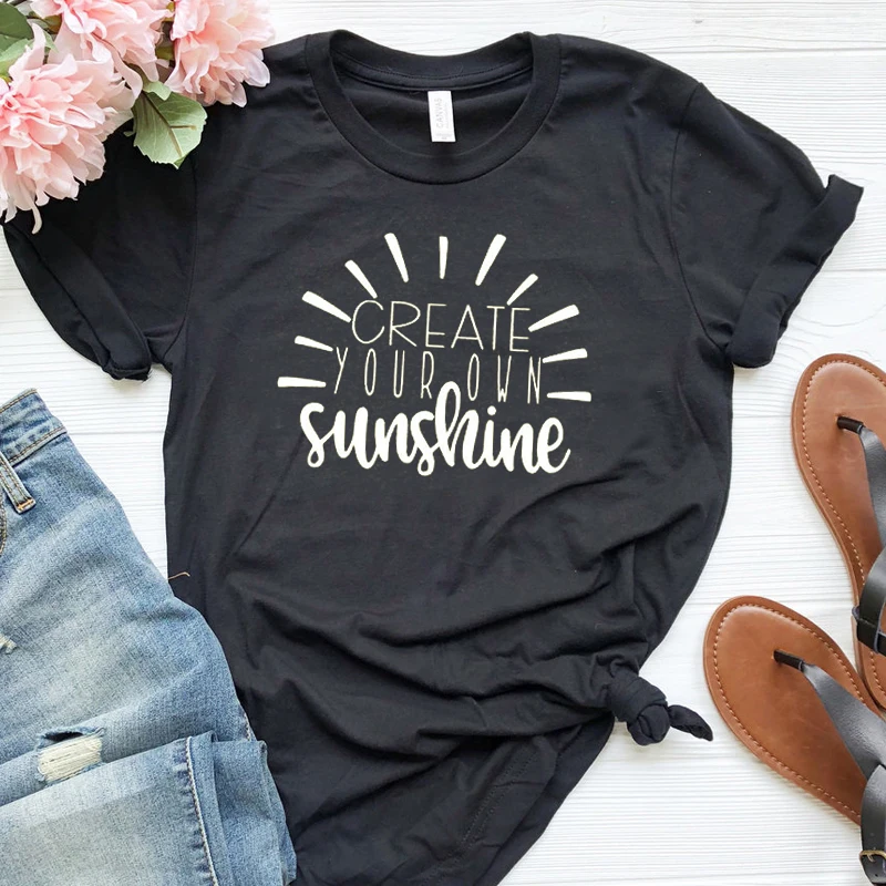 

Regular T-shirts Create Your Own Sunshine Woman Summer T-shirts Harajuku Womens Clothing Drop Shipping Casual Short Tees