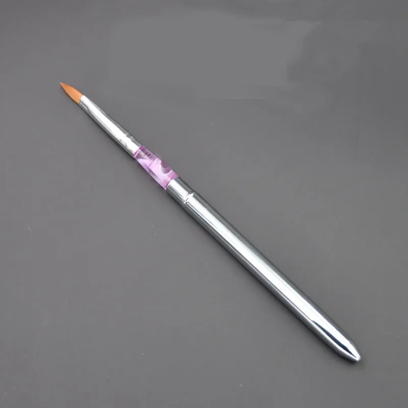 Hot Sale 1pc Five Models Optional Purple+Silver Handle Pure Animal Hair Nail Art Pen Pedicure Tool Acrylic Nail Brushes 3