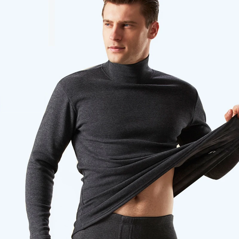 Thermal Underwear Sets Men Thermal Underwear Suit Plus Velvet Thicken Men's Cotton Long Johns Winter Warm Clothing 2 Pieces set High-neck