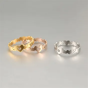 

New Love Heart Design Ring Women's Diamond Rings Girl Fashion Jewelry Gift