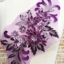 10 стильных элегантных блесток 3D Цветочная вышивка декольте Кружевная аппликация кружевной воротник отделка платье Ткань Материал DIY кружева нашивки