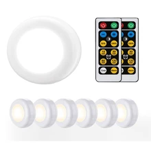 Светодиодный Светильник-ночник с беспроводным пультом дистанционного управления, на батарейках, с регулируемой яркостью, под шкаф, светильник s для кухни, настенный шкаф, шкаф, лампа