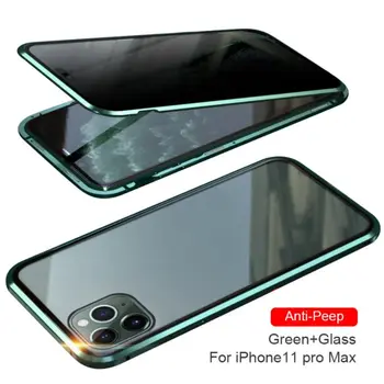 

Magnetic Privacy Protective Case For IPhone XS XR Xs Max 7 8 Plus 11 Pro MAX Magnet Metal Double Side Tempered Glass Cover