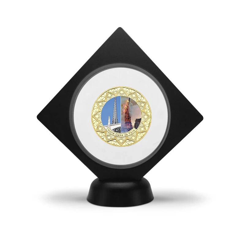 coin with stand1 WR Париж Франция собора Нотр-Дам позолоченные монеты с монетницей на заказ монета подарок пункт дропшиппинг - Цвет: coin with stand1