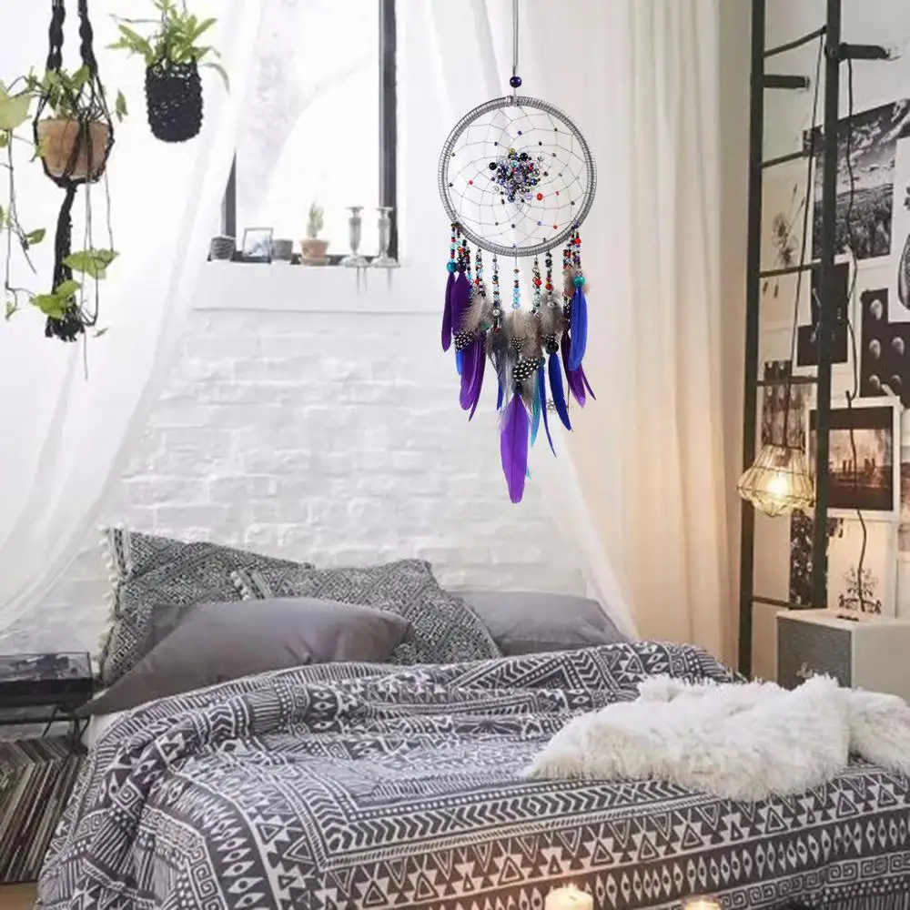 

Big Beads Dream Catcher Nordic Dreamcatcher Purple Handmade Room Decoration Nursery Decor Weding Party Gift For Women