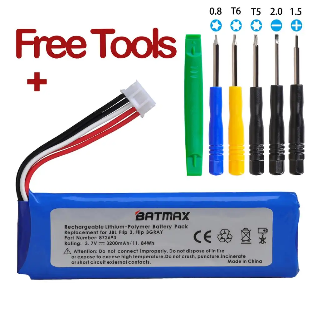 

3.7v 3200mAh GSP872693 Battery for JBL Flip 3 JBLFLIP3GRAY GSP872693