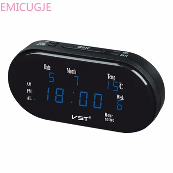 

With Thermometer Luminous LED Numbers Table ClockMultifunction Home Electronic Calendar Clock Digital LED Alarm Clock