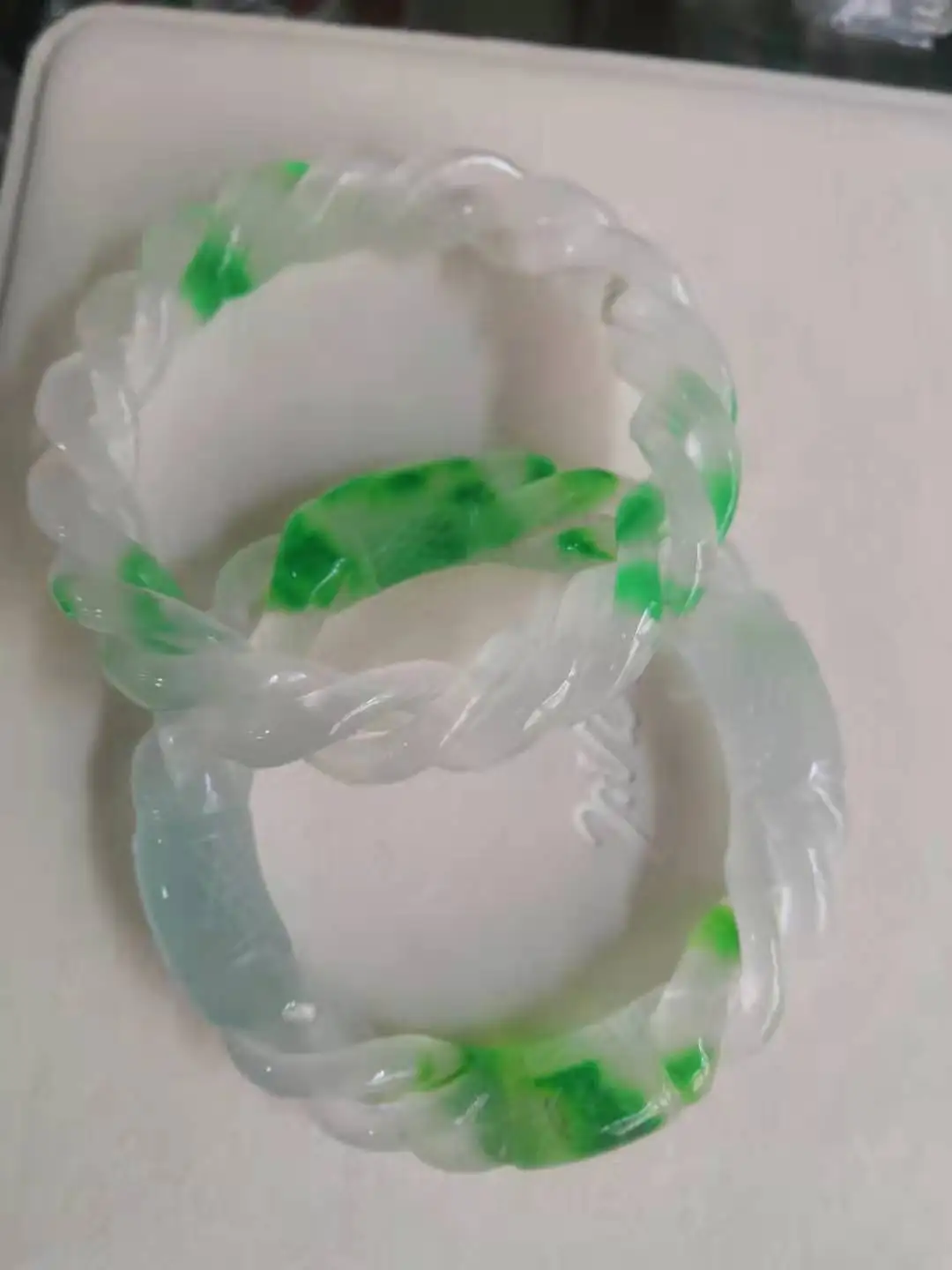

100%Class A Natural jadeite Floating green bangles handcarved jade bangle jewelry jadeite bangles Real jade women gift bracelet
