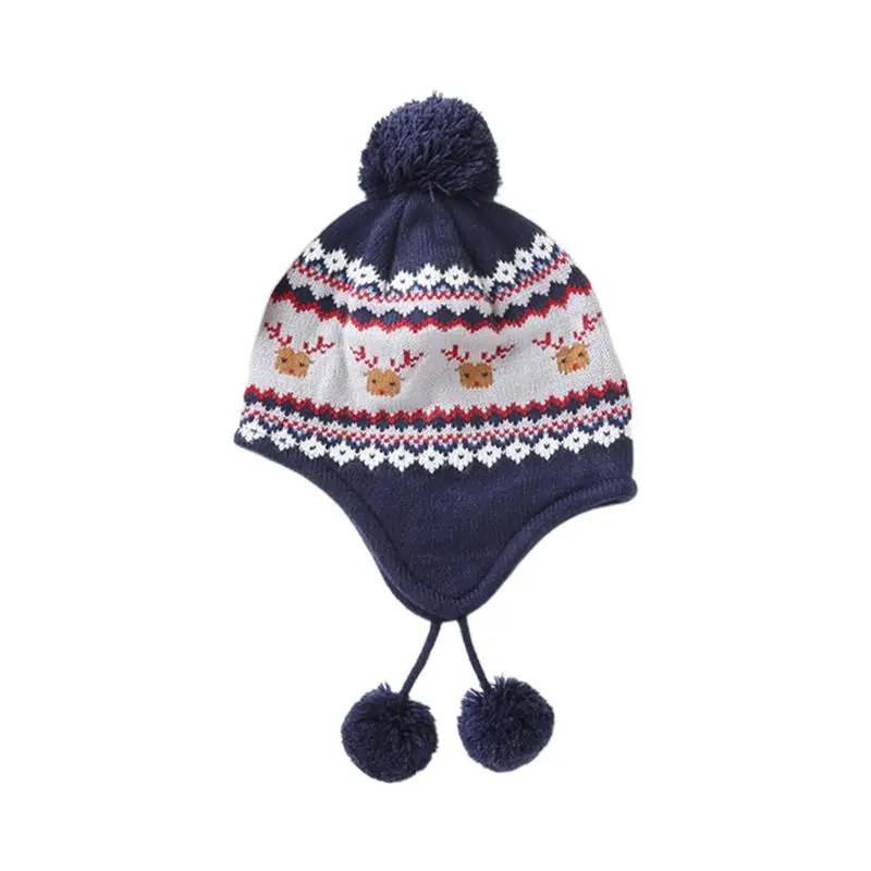 Детская зимняя шапка-ушанка с помпоном и рождественским оленем, шапка, длинный шарф, перчатки