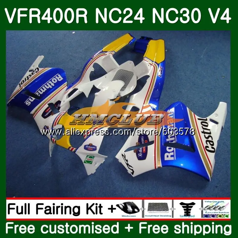 VFR400 R для HONDA VFR400R 1987 1988 1989 1990 1991 1992 98CL. 77 ЛРВ 400 R NC24 NC30 87 88 89 90 91 92 Rothmans синий обтекатель - Цвет: No. 1