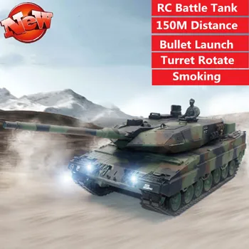 

68CM Large Size 2.4G 1:16 Remote Control Millity Tank RC Battle Tank With Smoking Shooting Bullet Launch Turret Rotation kid Gif