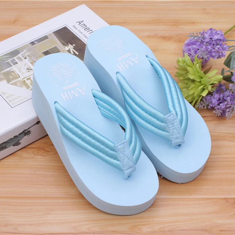 Женские шлепанцы на платформе Повседневные пляжные вьетнамки сандалии Летние